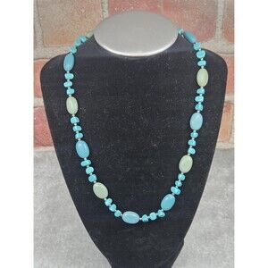 Vintage CHAPS Turquoise Beaded Necklace –Southwest Teal Green Faux Stone Jewelry